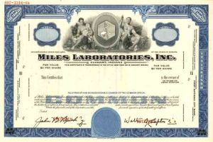 Miles Laboratories, Inc - Stock Certificate